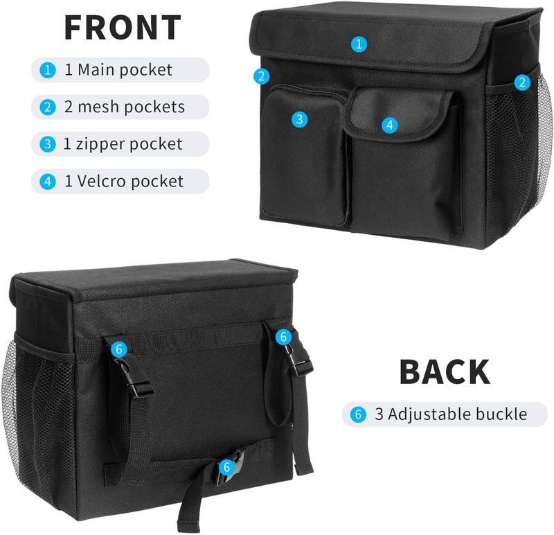 Grekos Mobility Scooter Bag, Electric Scooter Basket, Knee Scooter Basket, Mobility Scooter Caddy with 14 Inches Laptop Pocket and 2 Cup Holders for Bike, Mobility Scooter Accessories for Adults - Image 4